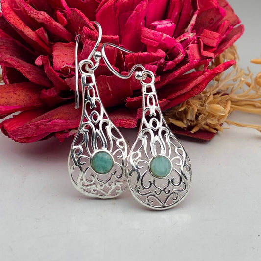 Zhupuk International Trending Stylish Gemstone Amazonite Earrings for Women and Girls Light Weight Dangle For Every Occasion Nickel-Free Quality ( RITI105 )