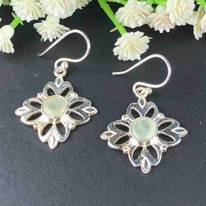 Zhupuk International Latest Stylish Gemstone Prehnite Earrings for Women and Girls Light Weight Dangle For Every Occasion Nickel-Free Quality ( RITI107 )