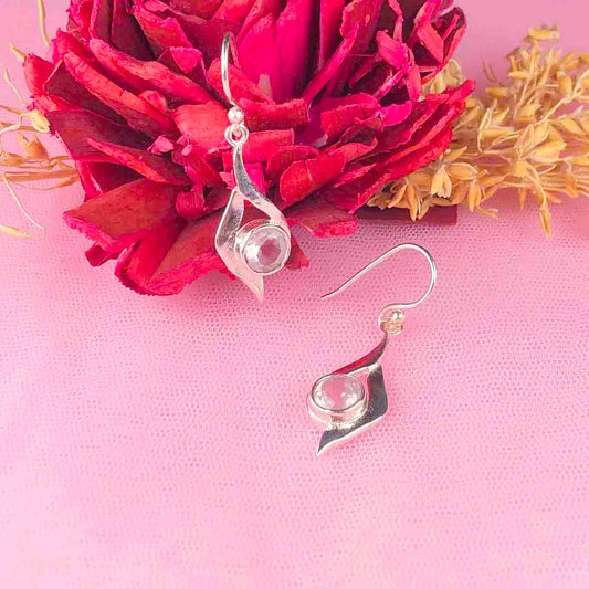 Zhupuk International Latest Design Gemstone Rose Quartz Earrings for Women and Girls Light Weight Dangle For Every Occasion Nickel-Free Quality ( RITI111 )