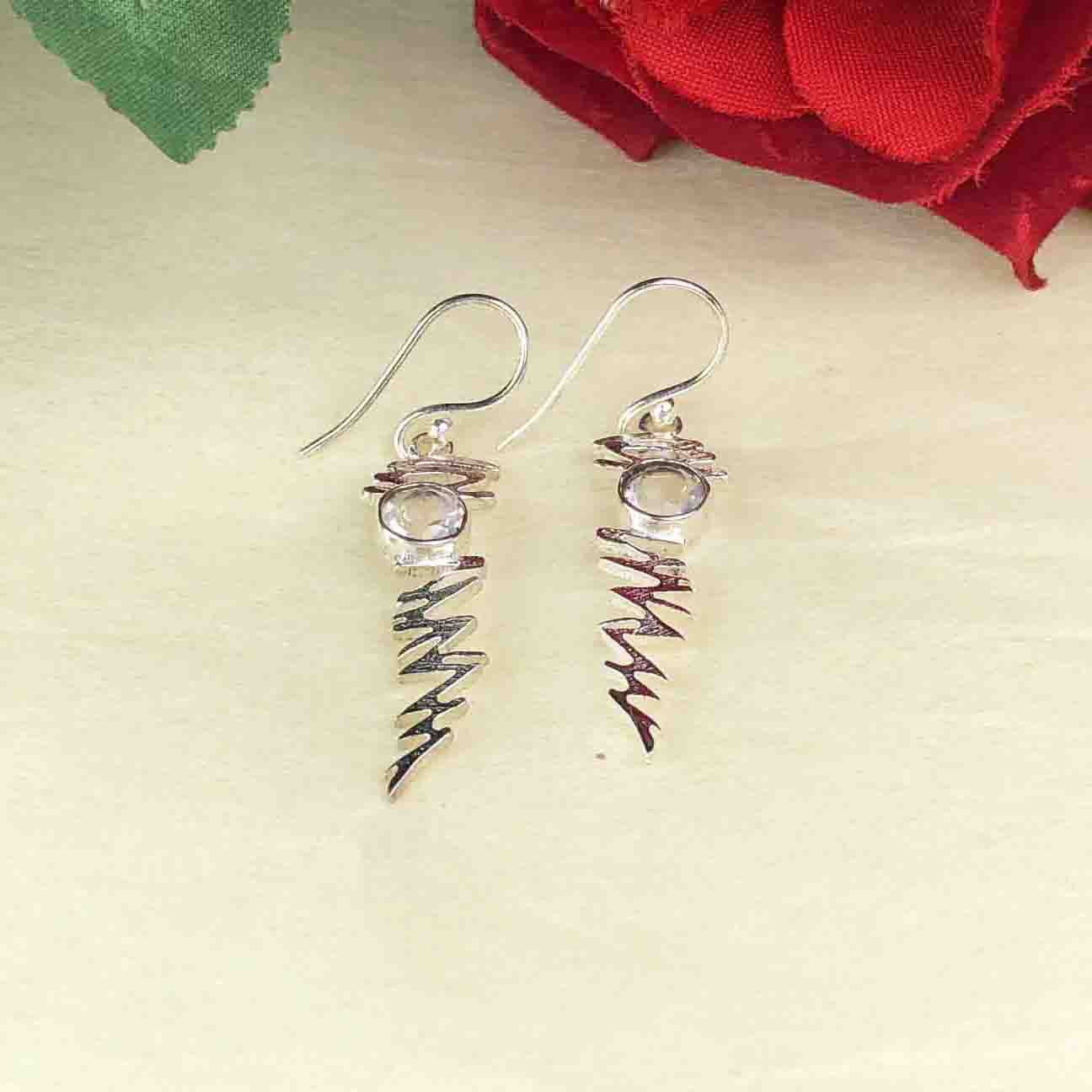 Zhupuk International Latest Stylish Gemstone Clear Quartz Earrings for Women and Girls Light Weight Dangle For Every Occasion Nickel-Free Quality ( RITI112 )