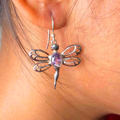 Zhupuk International Trending Design Gemstone Amethyst Earrings for Women and Girls Light Weight Dangle For Every Occasion Nickel-Free Quality ( RITI116 )