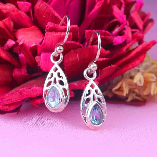 Zhupuk International Unique Design Gemstone Aquamarine Earrings for Women and Girls Light Weight Dangle For Every Occasion Nickel-Free Quality ( RITI120 )