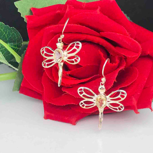 Zhupuk International Trending Design Gemstone Citrine Earrings for Women and Girls Light Weight Dangle For Every Occasion Nickel-Free Quality ( RITI121 )