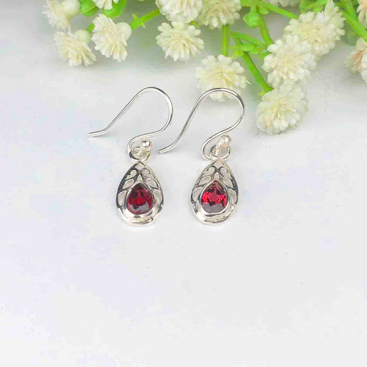 Zhupuk International Trending Stylish Gemstone Garnet Earrings for Women and Girls Light Weight Dangle For Every Occasion Nickel-Free Quality ( RITI122 )