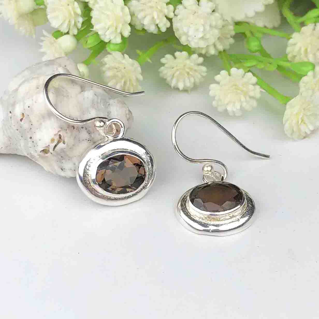 Zhupuk International Latest Design Gemstone Smoky Quartz Earrings for Women and Girls Light Weight Dangle For Every Occasion Nickel-Free Quality ( RITI123 )