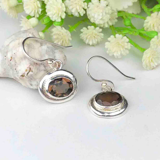 Zhupuk International Latest Design Gemstone Smoky Quartz Earrings for Women and Girls Light Weight Dangle For Every Occasion Nickel-Free Quality ( RITI123 )