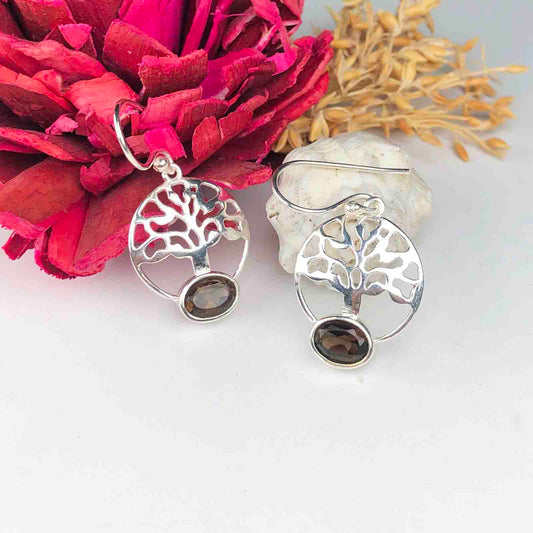 Zhupuk International Latest Stylish Gemstone Smoky Quartz Earrings for Women and Girls Light Weight Dangle For Every Occasion Nickel-Free Quality ( RITI124 )