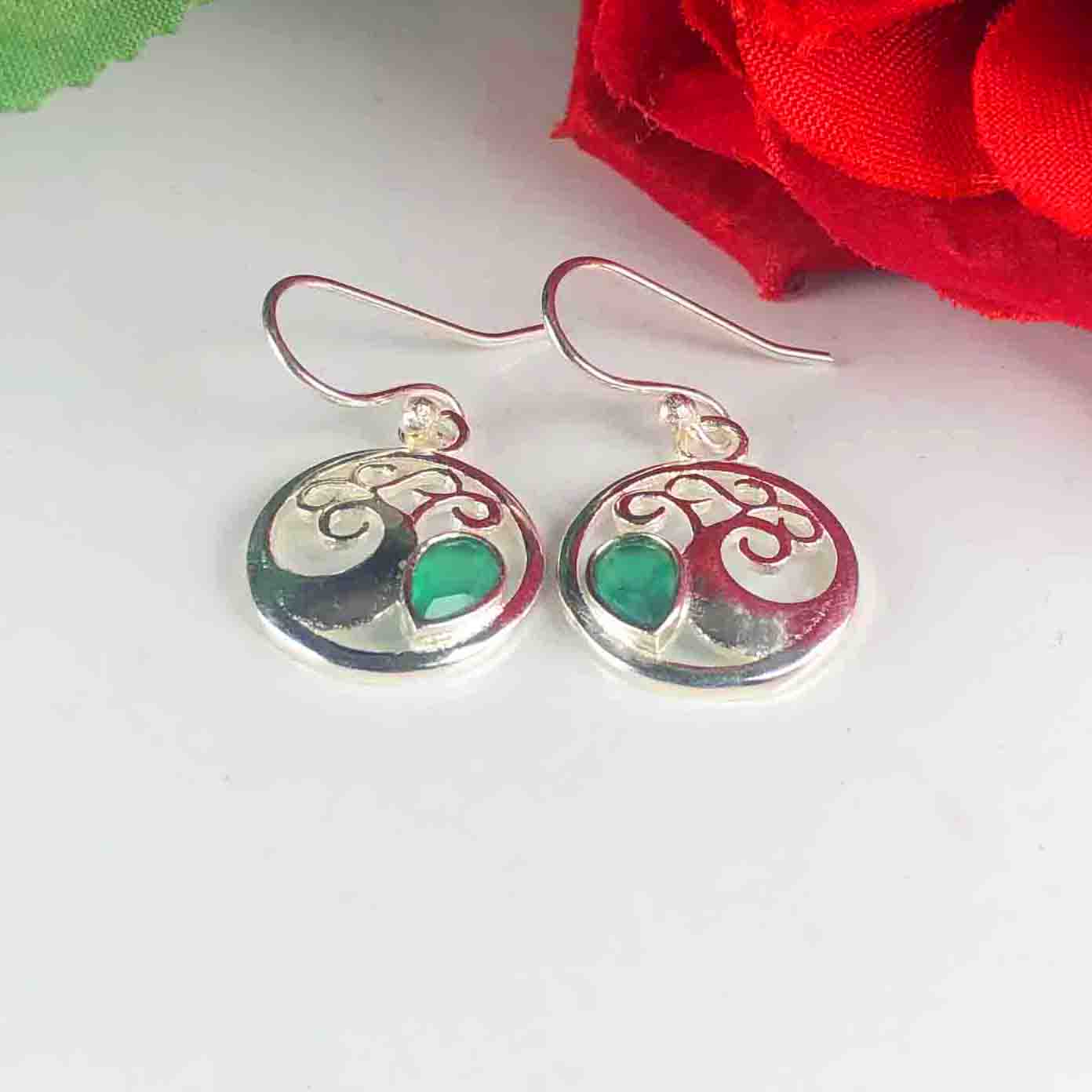 Zhupuk International Trending Design Gemstone Onyx Earrings for Women and Girls Light Weight Dangle For Every Occasion Nickel-Free Quality ( RITI133 )