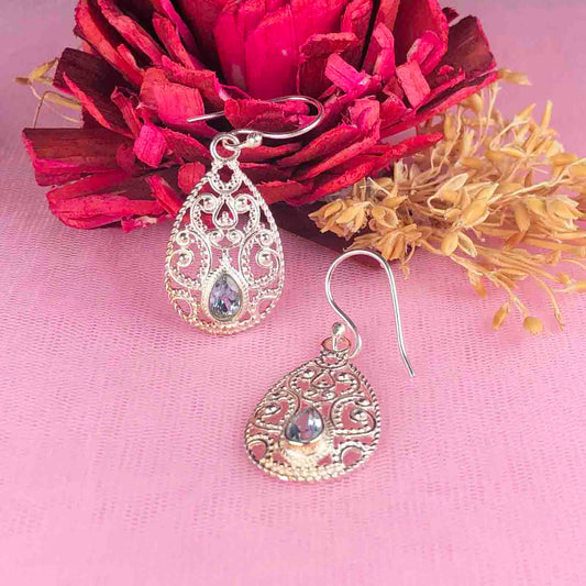 Zhupuk International Trending Stylish Gemstone Aquamarine Earrings for Women and Girls Light Weight Dangle For Every Occasion Nickel-Free Quality ( RITI134 )