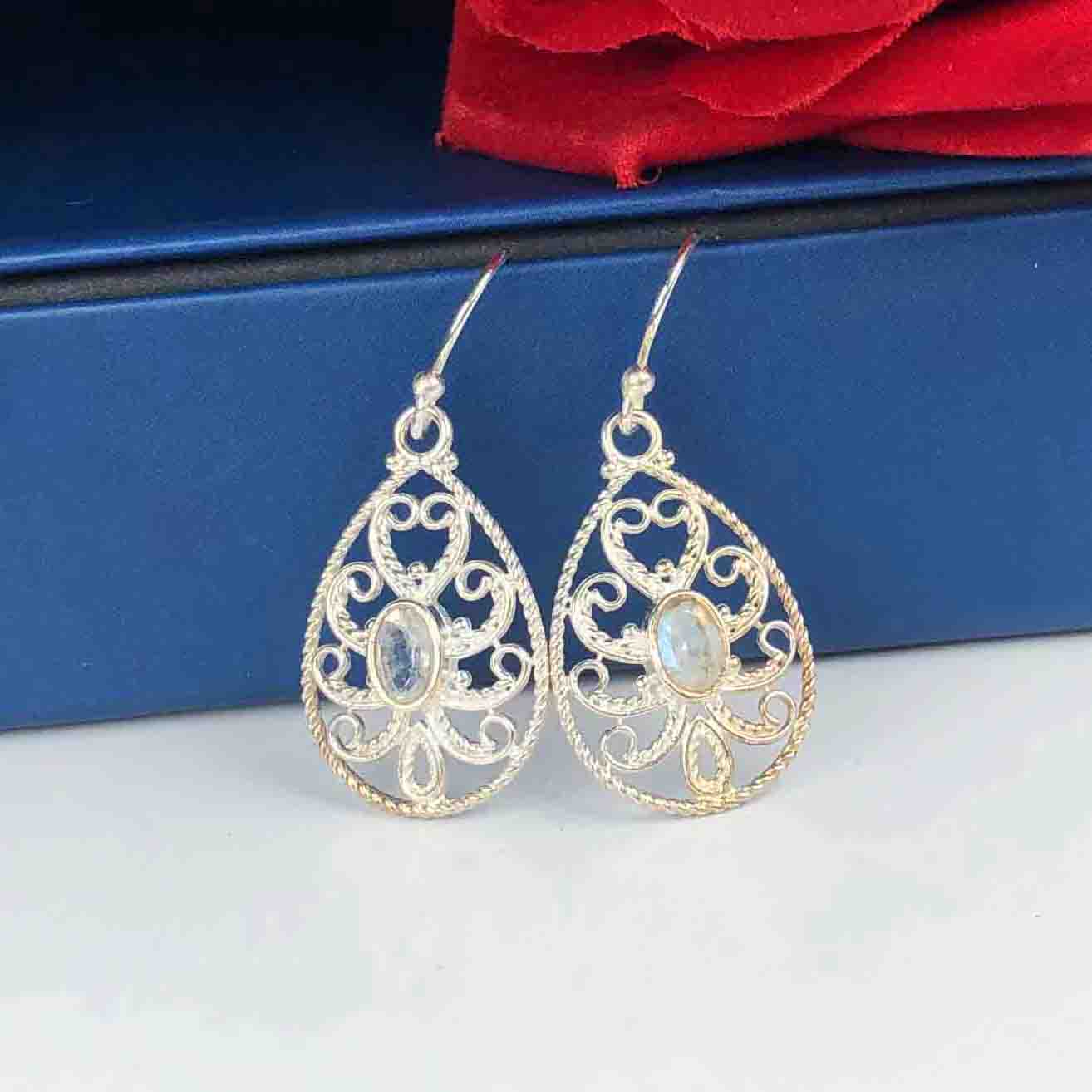 Zhupuk International Unique Design Gemstone Moonstone Earrings for Women and Girls Light Weight Dangle For Every Occasion Nickel-Free Quality ( RITI137 )