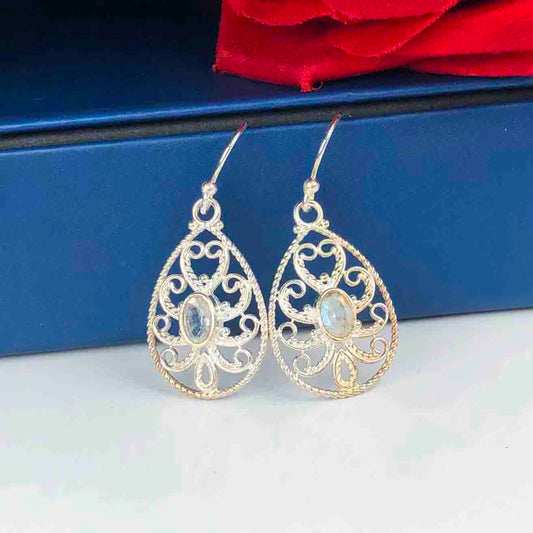Zhupuk International Unique Design Gemstone Moonstone Earrings for Women and Girls Light Weight Dangle For Every Occasion Nickel-Free Quality ( RITI137 )