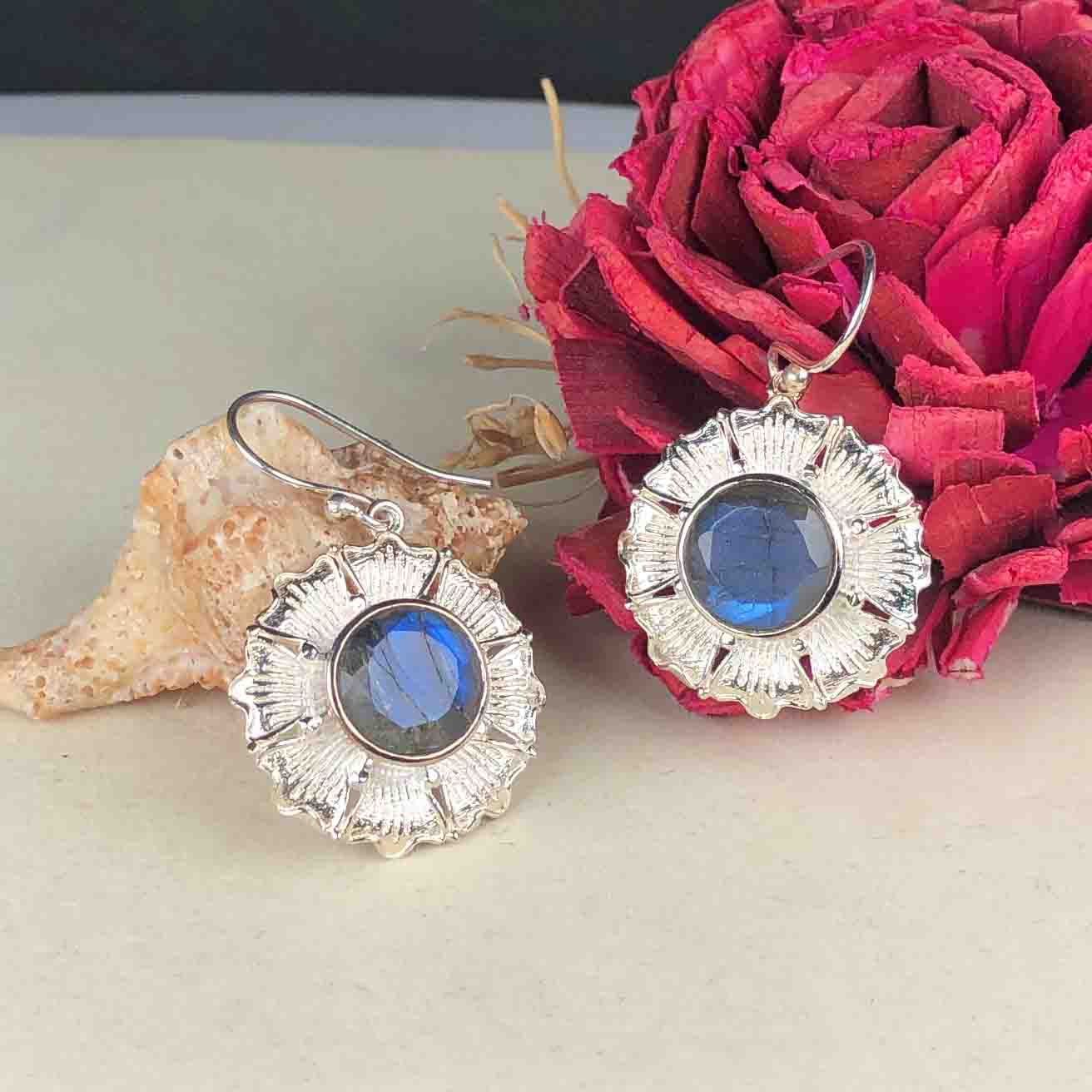 Zhupuk International Latest Design Gemstone Labradorite Earrings for Women and Girls Light Weight Dangle For Every Occasion Nickel-Free Quality ( RITI140 )