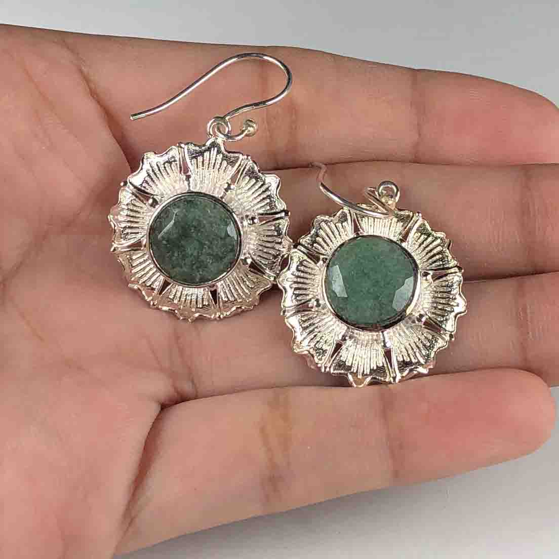 Zhupuk International Latest Stylish Gemstone Aventurine Earrings for Women and Girls Light Weight Dangle For Every Occasion Nickel-Free Quality ( RITI141 )