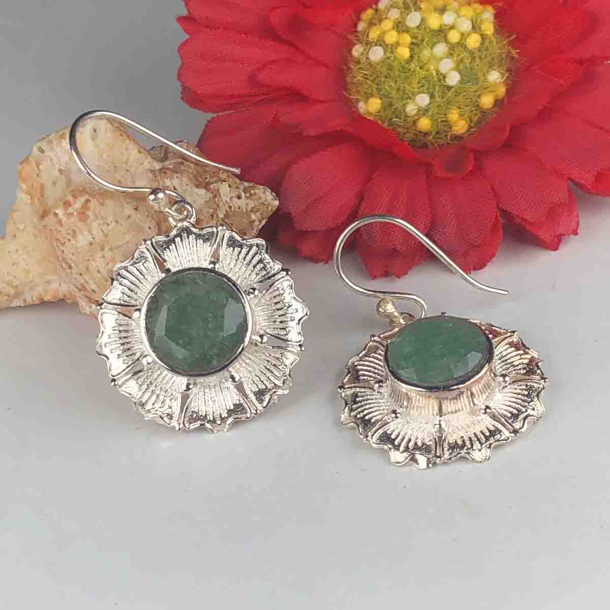 Zhupuk International Latest Stylish Gemstone Aventurine Earrings for Women and Girls Light Weight Dangle For Every Occasion Nickel-Free Quality ( RITI141 )
