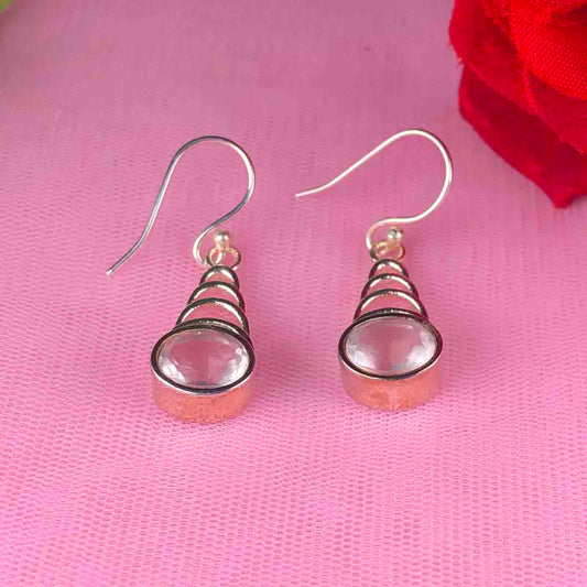 Zhupuk International Unique Design Gemstone Rose Quartz Earrings for Women and Girls Light Weight Dangle For Every Occasion Nickel-Free Quality ( RITI142 )