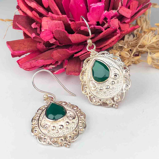 Zhupuk International Latest Design Gemstone Onyx Earrings for Women and Girls Light Weight Dangle For Every Occasion Nickel-Free Quality ( RITI145 )