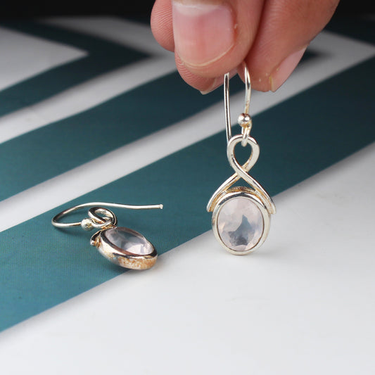 Zhupuk International Latest Stylish Gemstone Rose Quartz Earrings for Women and Girls Light Weight Dangle For Every Occasion Nickel-Free Quality ( RITI146 )