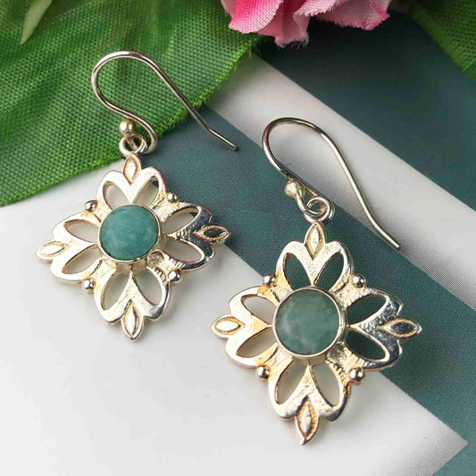 Zhupuk International Trending Stylish Gemstone Aventurine Earrings for Women and Girls Light Weight Dangle For Every Occasion Nickel-Free Quality ( RITI156 )