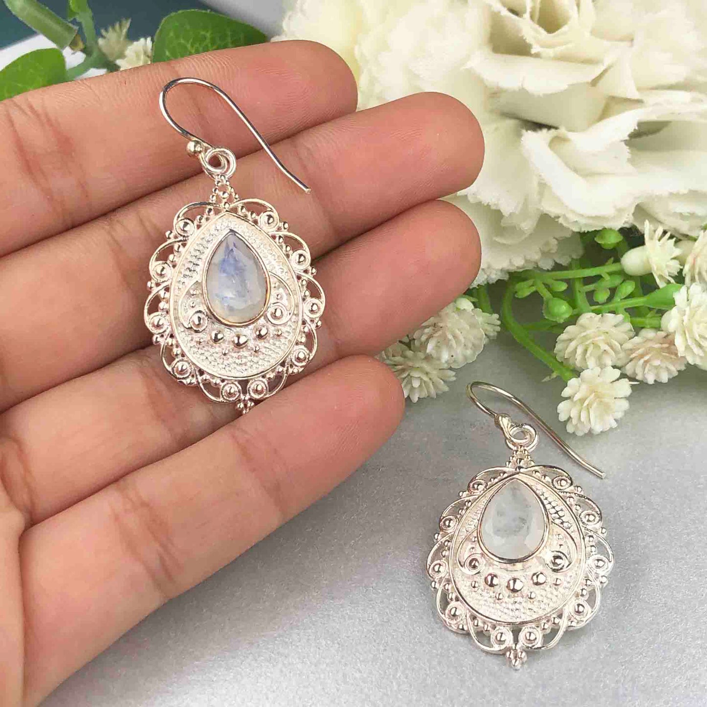 Zhupuk International Latest Stylish Gemstone Moonstone Earrings for Women and Girls Light Weight Dangle For Every Occasion Nickel-Free Quality ( RITI158 )