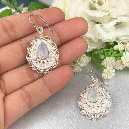Zhupuk International Latest Stylish Gemstone Moonstone Earrings for Women and Girls Light Weight Dangle For Every Occasion Nickel-Free Quality ( RITI158 )