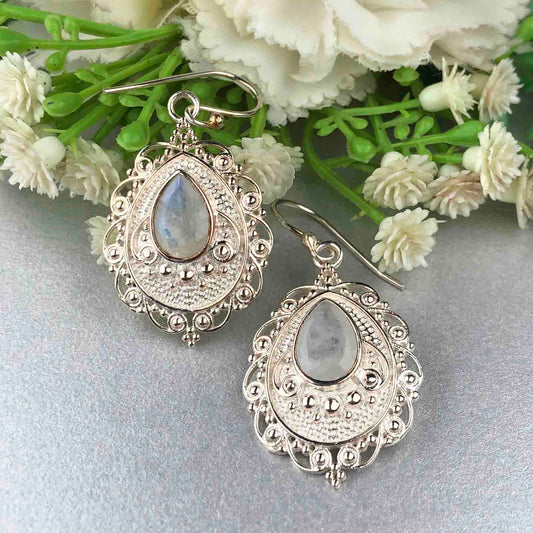 Zhupuk International Latest Stylish Gemstone Moonstone Earrings for Women and Girls Light Weight Dangle For Every Occasion Nickel-Free Quality ( RITI158 )