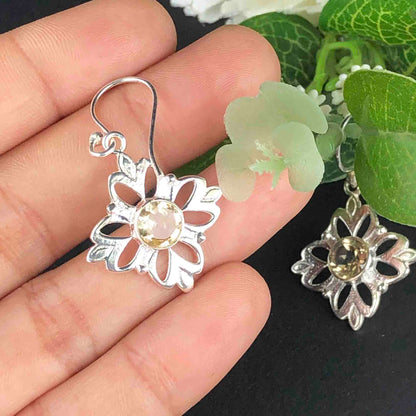 Zhupuk International Unique Design Gemstone Citrine Earrings for Women and Girls Light Weight Dangle For Every Occasion Nickel-Free Quality ( RITI159 )