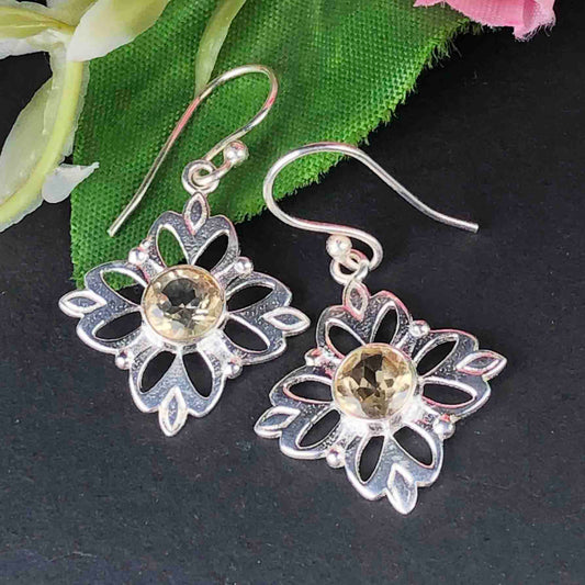 Zhupuk International Unique Design Gemstone Citrine Earrings for Women and Girls Light Weight Dangle For Every Occasion Nickel-Free Quality ( RITI159 )