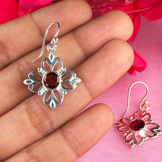 Zhupuk International Trending Design Gemstone Garnet Earrings for Women and Girls Light Weight Dangle For Every Occasion Nickel-Free Quality ( RITI160 )