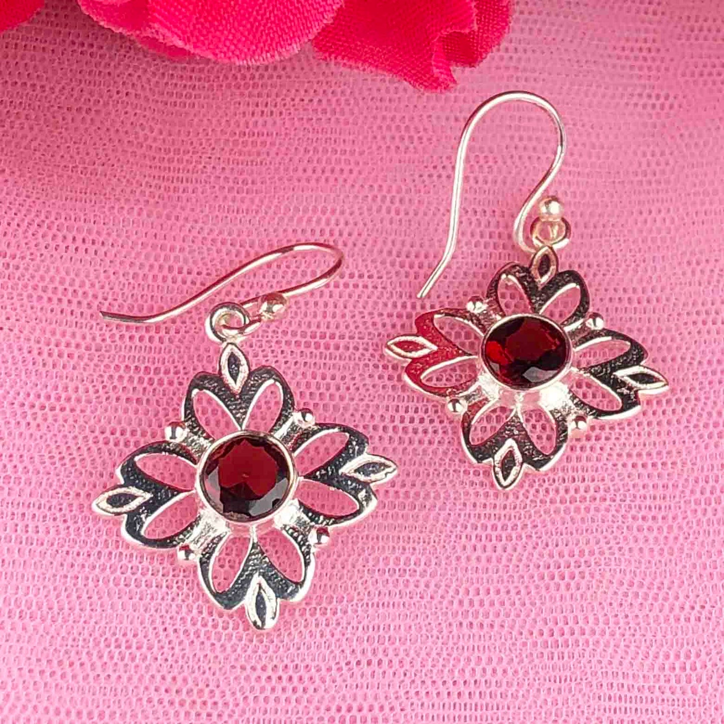 Zhupuk International Trending Design Gemstone Garnet Earrings for Women and Girls Light Weight Dangle For Every Occasion Nickel-Free Quality ( RITI160 )