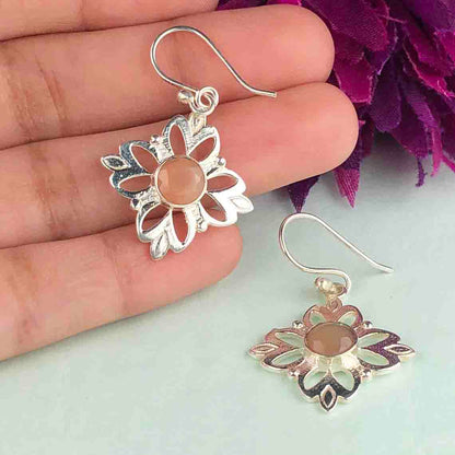 Zhupuk International Latest Design Gemstone Chalcedony Earrings for Women and Girls Light Weight Dangle For Every Occasion Nickel-Free Quality ( RITI162 )