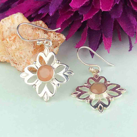 Zhupuk International Latest Design Gemstone Chalcedony Earrings for Women and Girls Light Weight Dangle For Every Occasion Nickel-Free Quality ( RITI162 )