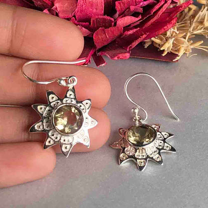 Zhupuk International Latest Design Gemstone Citrine Earrings for Women and Girls Light Weight Dangle For Every Occasion Nickel-Free Quality ( RITI164 )