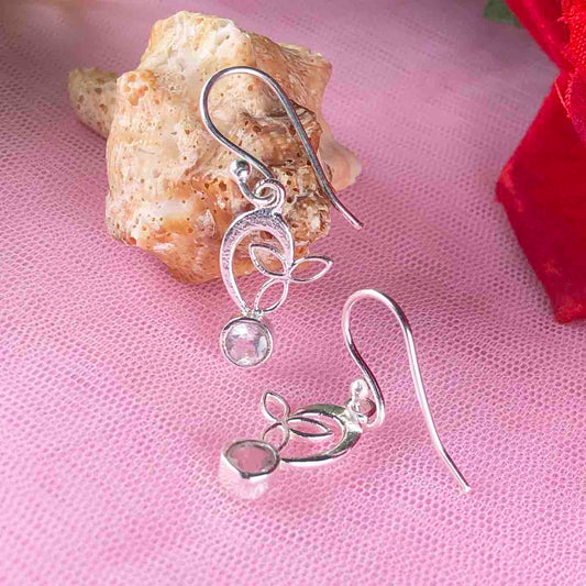 Zhupuk International Latest Stylish Gemstone Clear Quartz Earrings for Women and Girls Light Weight Dangle For Every Occasion Nickel-Free Quality ( RITI165 )