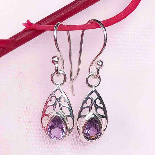 Zhupuk International Unique Design Gemstone Amethyst Earrings for Women and Girls Light Weight Dangle For Every Occasion Nickel-Free Quality ( RITI166 )