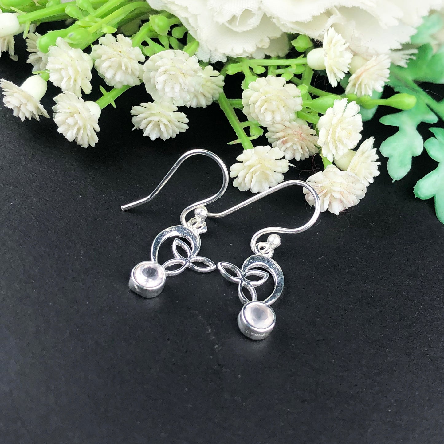 Zhupuk International Trending Design Gemstone Rose Quartz Earrings for Women and Girls Light Weight Dangle For Every Occasion Nickel-Free Quality ( RITI167 )