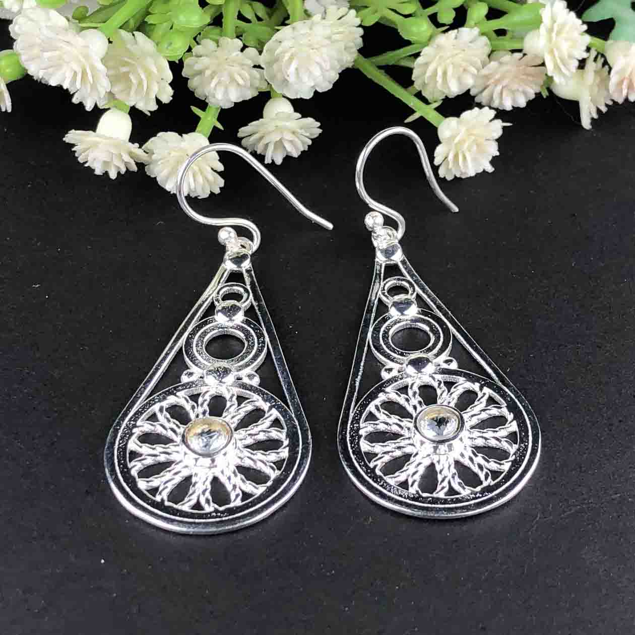 Zhupuk International Latest Stylish Gemstone Citrine Earrings for Women and Girls Light Weight Dangle For Every Occasion Nickel-Free Quality ( RITI170 )