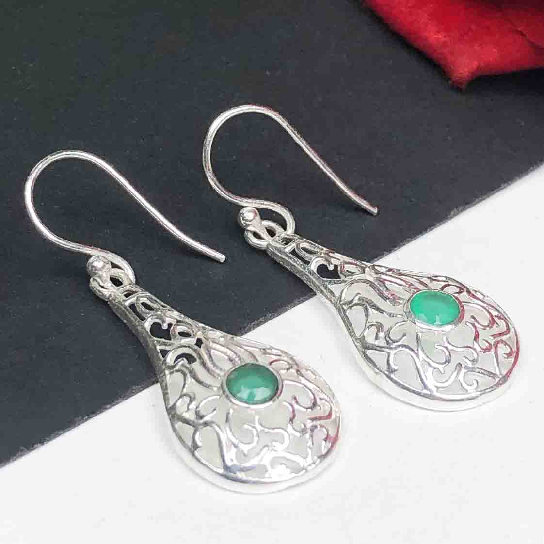 Zhupuk International Trending Stylish Gemstone Onyx Earrings for Women and Girls Light Weight Dangle For Every Occasion Nickel-Free Quality ( RITI173 )