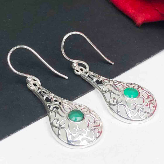 Zhupuk International Trending Stylish Gemstone Onyx Earrings for Women and Girls Light Weight Dangle For Every Occasion Nickel-Free Quality ( RITI173 )