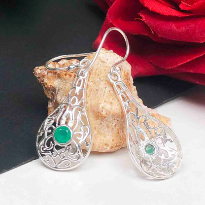 Zhupuk International Trending Stylish Gemstone Onyx Earrings for Women and Girls Light Weight Dangle For Every Occasion Nickel-Free Quality ( RITI173 )