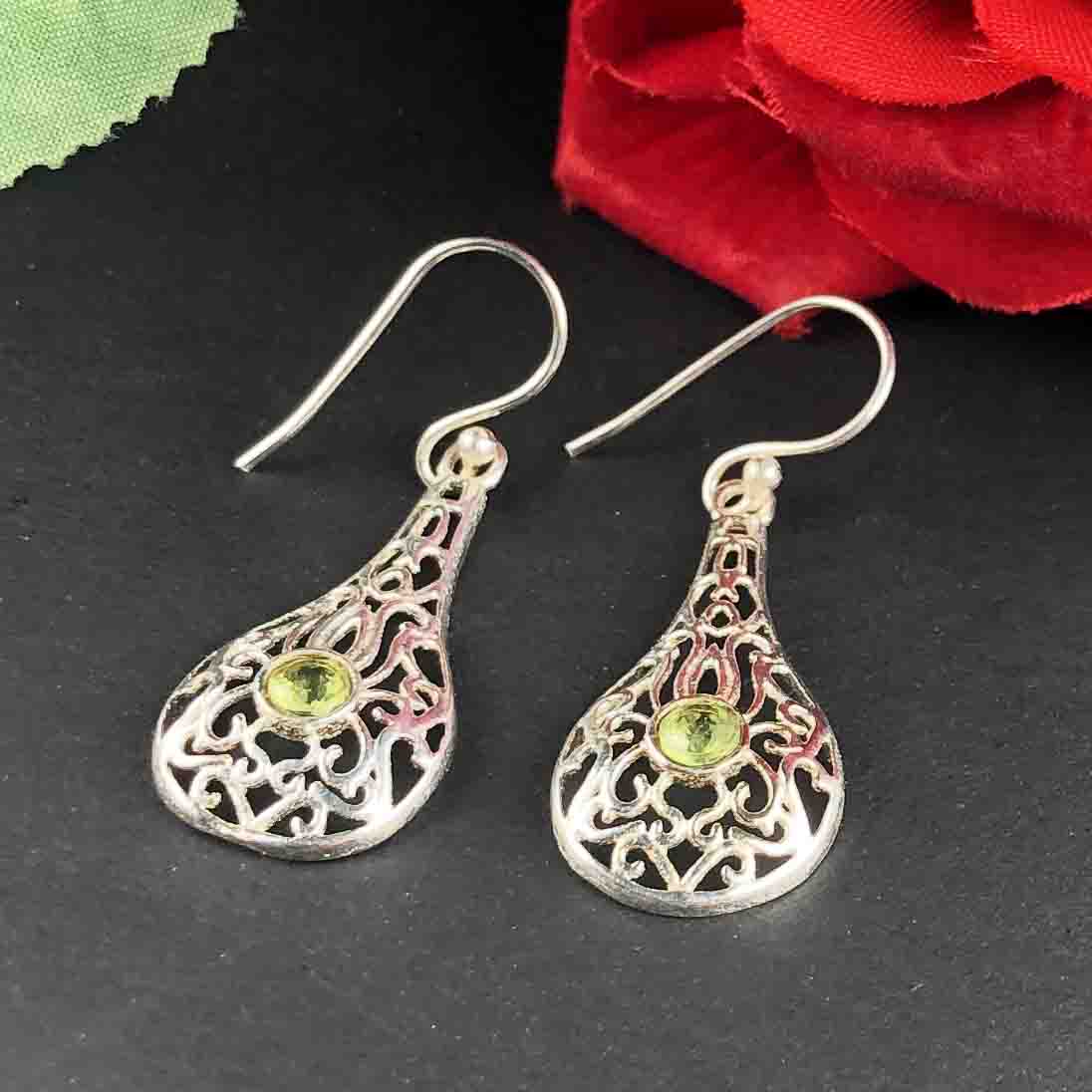 Zhupuk International Latest Design Gemstone Peridot Earrings for Women and Girls Light Weight Dangle For Every Occasion Nickel-Free Quality ( RITI174 )