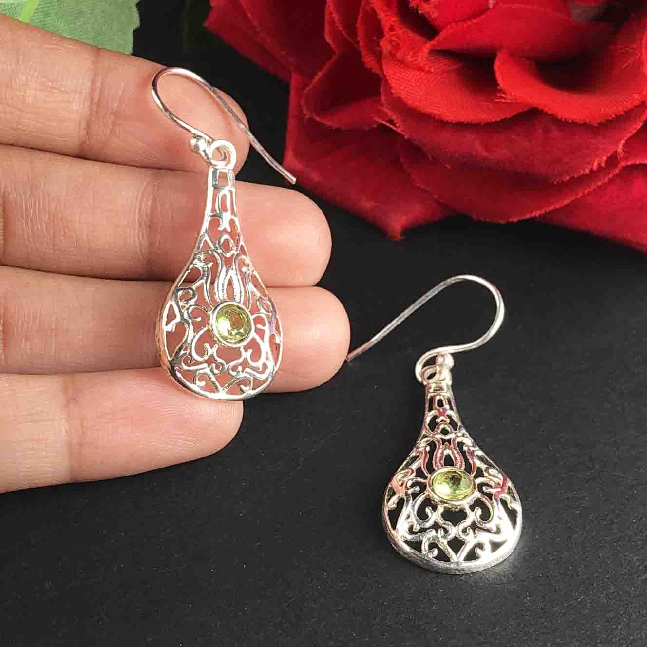 Zhupuk International Latest Design Gemstone Peridot Earrings for Women and Girls Light Weight Dangle For Every Occasion Nickel-Free Quality ( RITI174 )