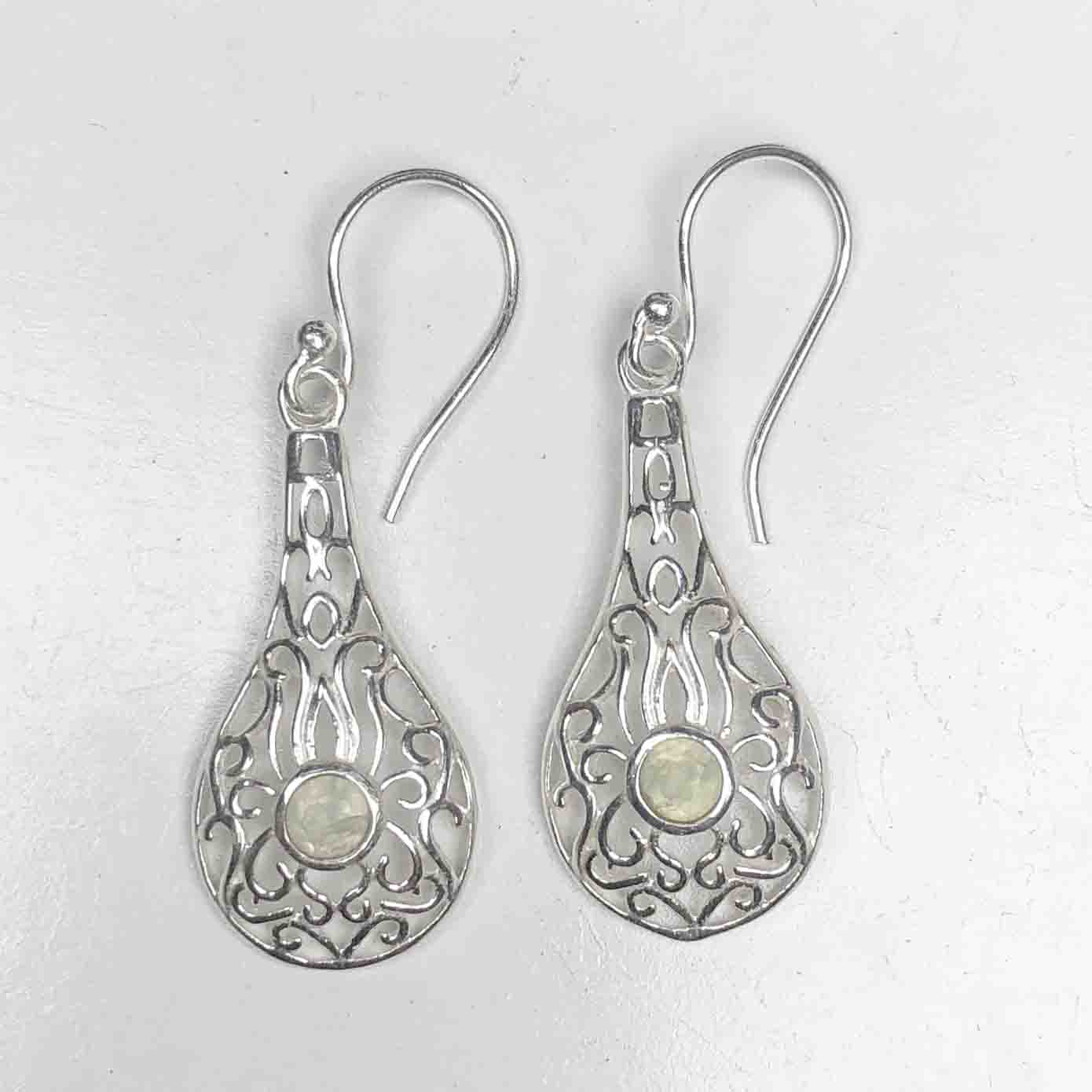 Zhupuk International Unique Design Gemstone Prehnite Earrings for Women and Girls Light Weight Dangle For Every Occasion Nickel-Free Quality ( RITI176 )