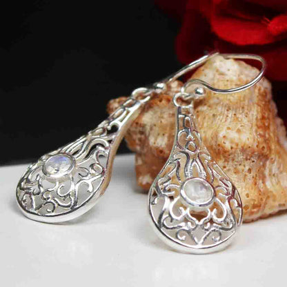 Zhupuk International Trending Stylish Gemstone Moonstone Earrings for Women and Girls Light Weight Dangle For Every Occasion Nickel-Free Quality ( RITI178 )