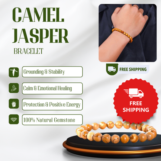 Brown Camel Jasper Healing Bracelet – Promotes Strength, Protection, And Courage