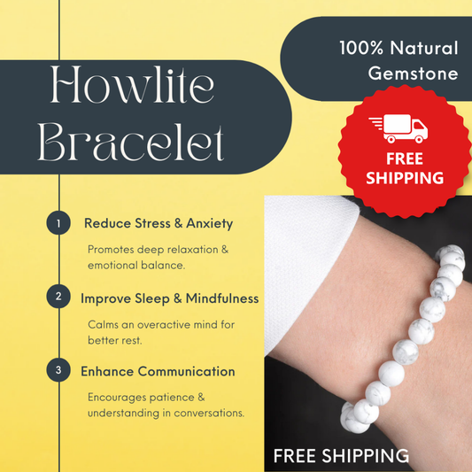 White Howlite Healing Bracelet – Promotes Peace, Patience, And Stress Reduction