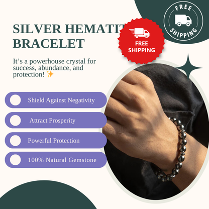 Silver Hematite Healing Bracelet – Promotes Grounding, Protection, And Mental Clarity
