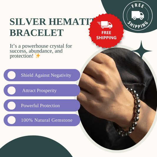 Silver Hematite Healing Bracelet – Promotes Grounding, Protection, And Mental Clarity