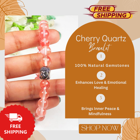Pink Cherry Quartz Healing Bracelet – Promotes Energy, Beauty, And Wellness