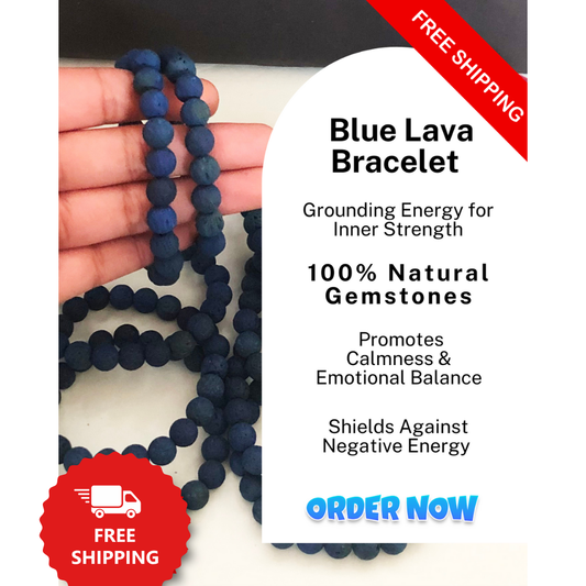 Blue Lava Healing Bracelet – Promotes Courage, Strength, And Calming Energy