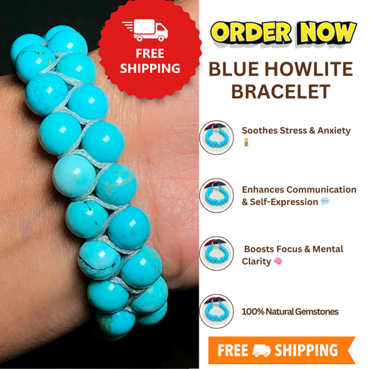 Blue Howlite Healing Bracelet – Promotes Peace, Patience, And Stress Reduction